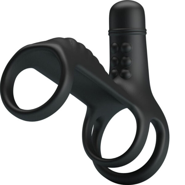 Pretty Love — Vibrating Penis Sleeve, Silicone, Black — Cock Rings — view 4