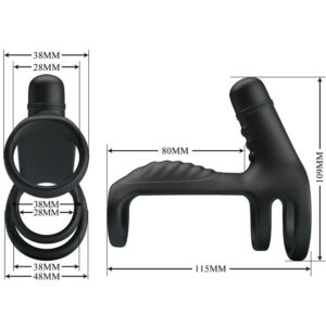 Pretty Love — Vibrating Penis Sleeve, Silicone, Black — Cock Rings — view 3