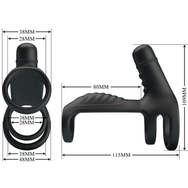Pretty Love — Vibrating Penis Sleeve, Silicone, Black — Cock Rings — view 3