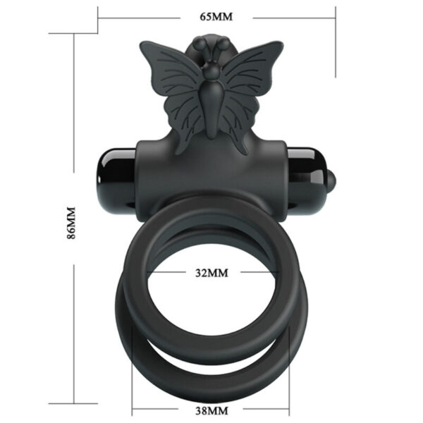 Pretty Love — Vibrating Cock Ring, Silicone, Butterfly — Cock Rings — view 3