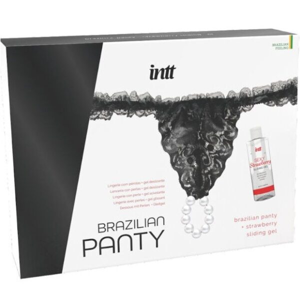 INTT Brazilian Pearl Panty — Thong, Black — Lubes
