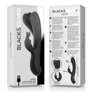 Black & Silver Jamie — Rabbit Vibrator, Rechargeable — G-Spot Vibrators — view 3