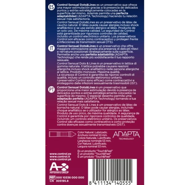 Control Sensual Dots and Lines — Textured Condoms, 12 Pack — Condom Multipacks — view 2