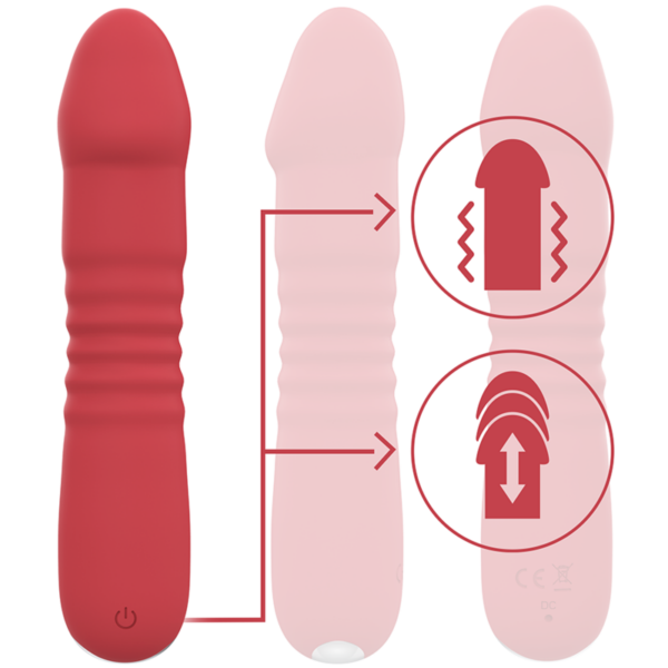 Intense Juni — Thrusting Vibrator, Waterproof, Red — Thrusting Pulsators — view 2