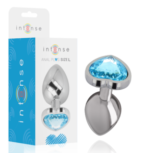 Intense Heart — Jewelled Butt Plug, 9 cm, Blue — Anal