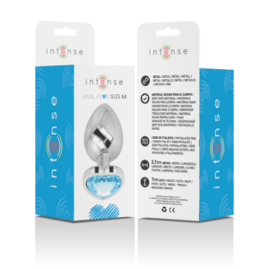 Intense Heart — Jewelled Butt Plug, 8 cm, Blue — Anal — view 2