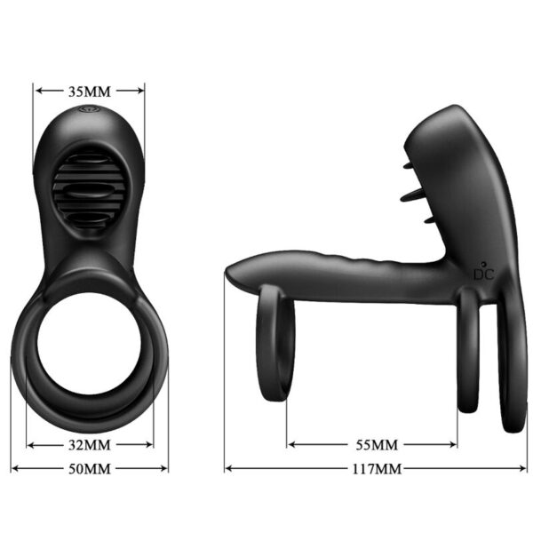 Pretty Love Jammy — Vibrating Penis Sleeve, Rechargeable, Black — Cock Rings — view 8