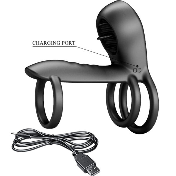 Pretty Love Jammy — Vibrating Penis Sleeve, Rechargeable, Black — Cock Rings — view 11