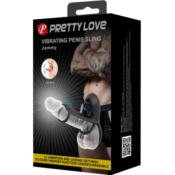 Pretty Love Jammy — Vibrating Penis Sleeve, Rechargeable, Black — Cock Rings — view 6