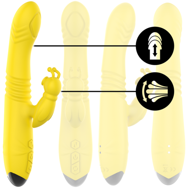 Intense Toky — Thrusting Vibrator, Waterproof, Yellow — Rabbit Vibrators — view 4