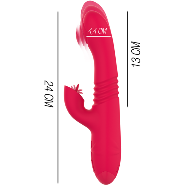 Intense Dua — Thrusting Vibrator, Rechargeable, Red — Rabbit Vibrators — view 4