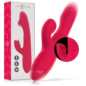 Intense Dua — Thrusting Vibrator, Rechargeable, Red — Rabbit Vibrators