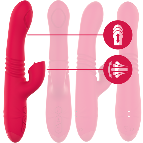 Intense Dua — Thrusting Vibrator, Rechargeable, Red — Rabbit Vibrators — view 5