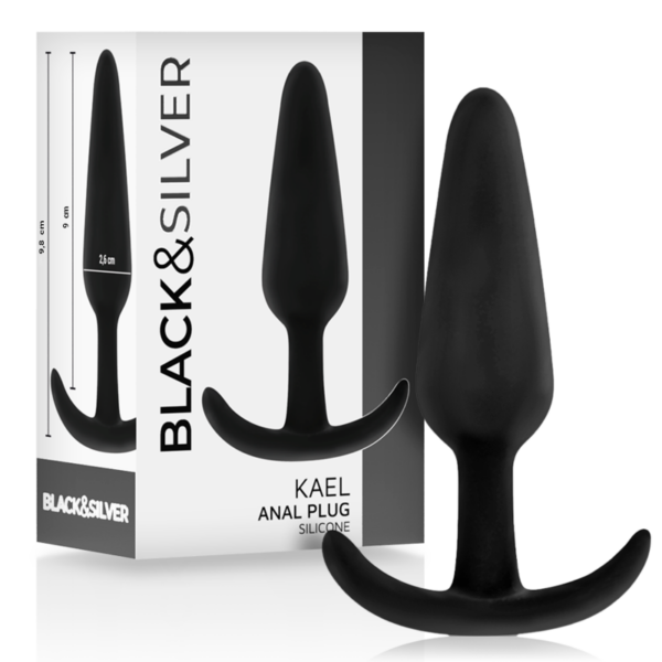 Black & Silver Kael — Silicone Butt Plug, 9.8 cm — Anal — view 3
