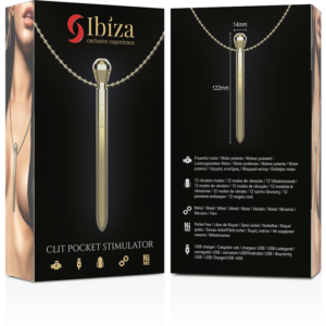 Ibiza Pocket Necklace — Clitoral Stimulator, Rechargeable, Gold — Bullet Vibrators — view 3