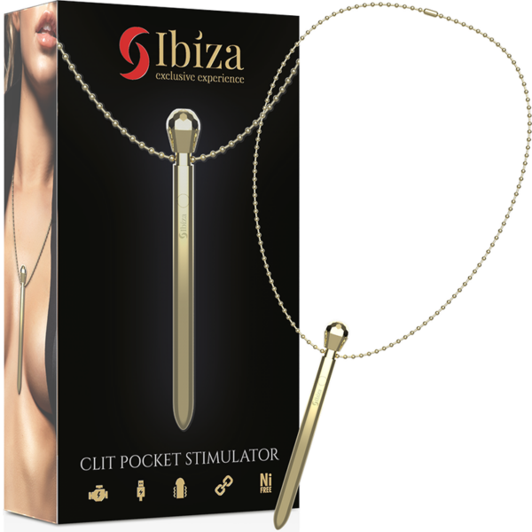 Ibiza Pocket Necklace — Clitoral Stimulator, Rechargeable, Gold — Bullet Vibrators