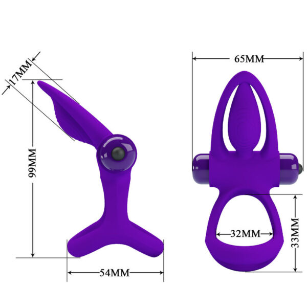 Pretty Love — Vibrating Cock Ring, Dolphin, Violet — Cock Rings — view 3