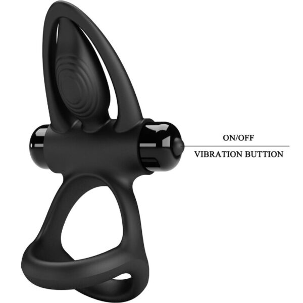 Pretty Love — Vibrating Cock Ring, Dolphin, Black — Cock Rings — view 9