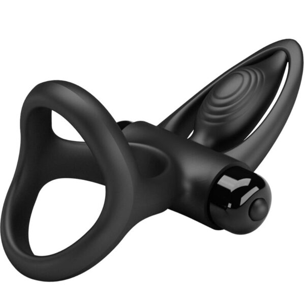 Pretty Love — Vibrating Cock Ring, Dolphin, Black — Cock Rings — view 6