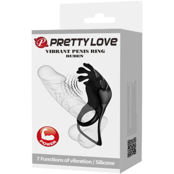 Pretty Love Ruben — Vibrating Cock Ring, Rechargeable, Black — Cock Rings — view 9
