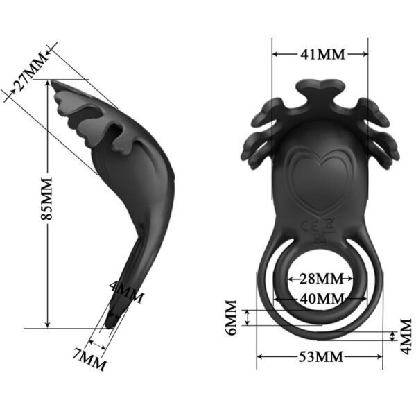 Pretty Love Ruben — Vibrating Cock Ring, Rechargeable, Black — Cock Rings — view 8