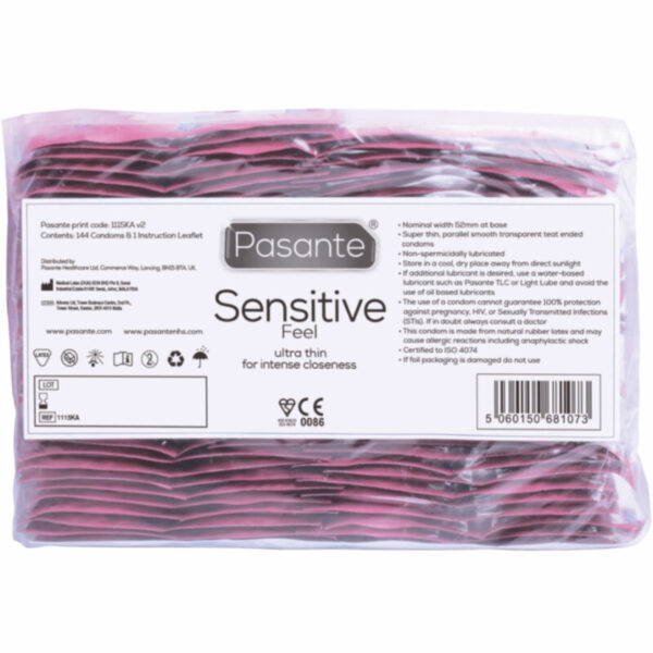 Pasante Sensitive Feel — Ultra Thin Condoms, 144 Pack, Bag — Bulk Condom Packs — view 3