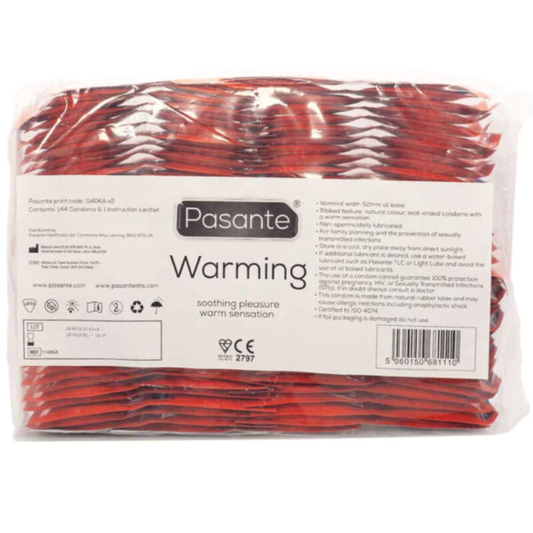 Pasante — Warming Condoms, 144 Pack, Ribbed — Bulk Condom Packs — view 2