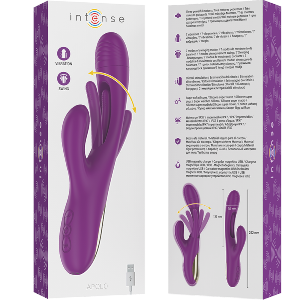 Intense Apolo — Rabbit Vibrator, Waterproof, Purple — Rabbit Vibrators — view 2