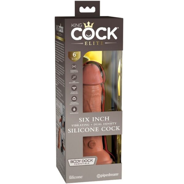 King Cock Elite — Realistic Vibrator, 15.2 cm, Caramel — Realistic Vibrators — view 2