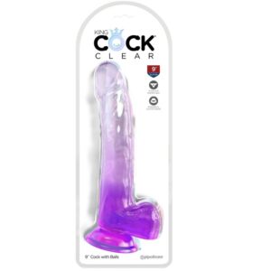 King Cock Clear with Testicles — Realistic Dildo, 20.3 cm, Purple — Dildos — view 2