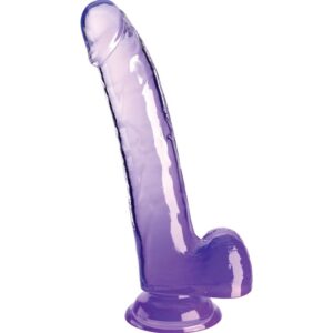 King Cock Clear with Testicles — Realistic Dildo, 20.3 cm, Purple — Dildos