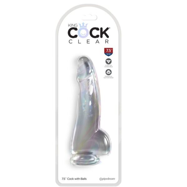 King Cock Clear with Testicles — Realistic Dildo, 15.2 cm — Dildos — view 2
