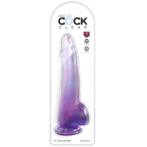 King Cock Clear with Testicles — Realistic Dildo, 19 cm, Purple — Dildos — view 2
