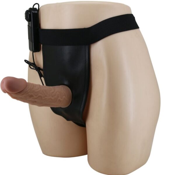 Pretty Love Harness Briefs — Vibrating Strap-On, Silicone, Brown — Strap-Ons & Harnesses — view 7