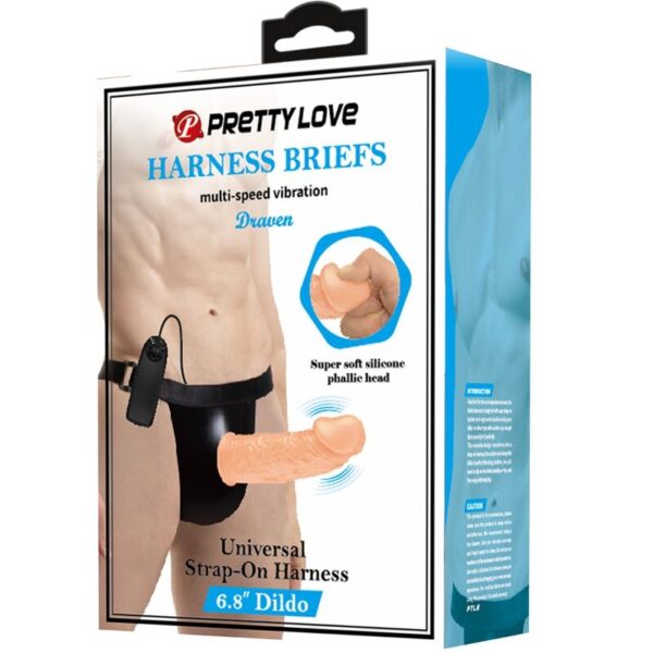 Pretty Love Harness Briefs — Vibrating Strap-On, Silicone, Brown — Strap-Ons & Harnesses — view 6