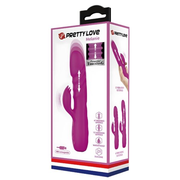 Pretty Love Melanie — Thrusting Vibrator, Rechargeable, Purple — Rabbit Vibrators — view 8