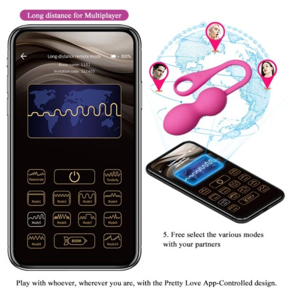 Pretty Love Elvira — Vibrating Kegel Balls, Rechargeable, Pink — App-Controlled Sex Toys — view 13