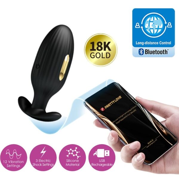 Pretty Love Jefferson — Vibrating Butt Plug, Black — Anal