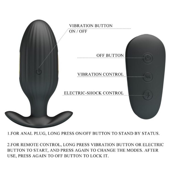 Pretty Love Kelly — Vibrating Butt Plug, Remote Control, Black — Anal — view 7