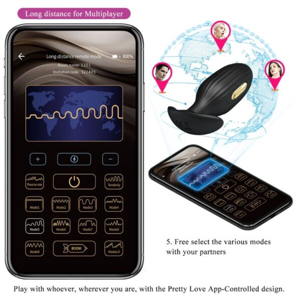 Pretty Love Jefferson — Vibrating Butt Plug, Black — Anal — view 11