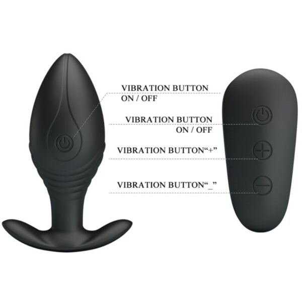 Pretty Love Regina — Vibrating Butt Plug, Remote Control, Black — Anal — view 12