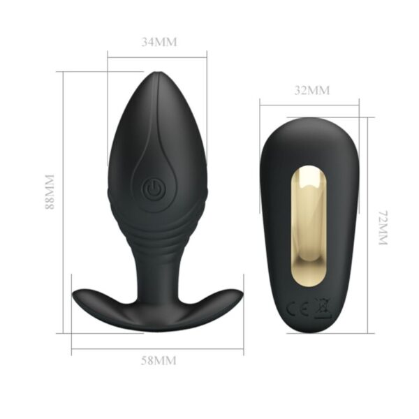 Pretty Love Regina — Vibrating Butt Plug, Remote Control, Black — Anal — view 5