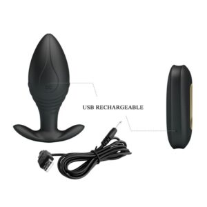 Pretty Love Regina — Vibrating Butt Plug, Remote Control, Black — Anal — view 4