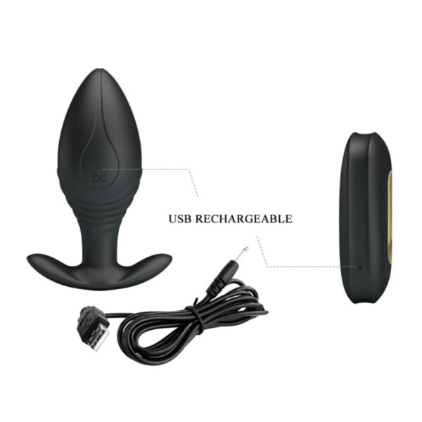 Pretty Love Regina — Vibrating Butt Plug, Remote Control, Black — Anal — view 4