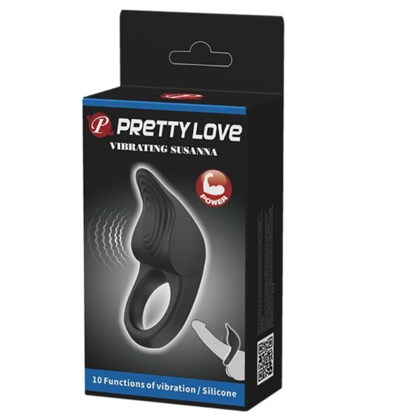 Pretty Love Susanna — Vibrating Cock Ring, Rechargeable, Black — Cock Rings — view 9