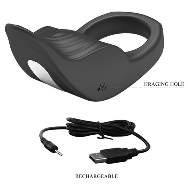 Pretty Love Susanna — Vibrating Cock Ring, Rechargeable, Black — Cock Rings — view 7