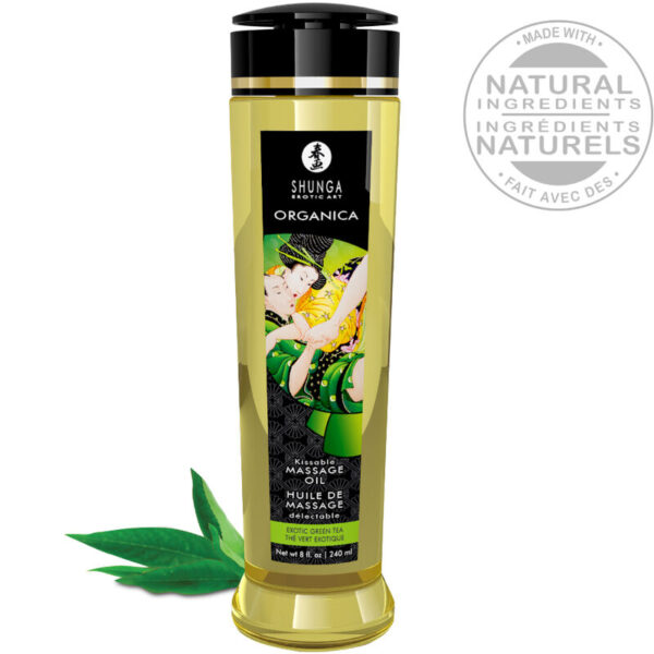 Shunga Organica — Massage Oil, 240 ml, Exotic Green Tea — Body Massage Oils