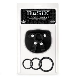 Basix Rubber Works Universal — Strap-On Harness, 3 Silicone Rings — Non-Vibrating Harnesses