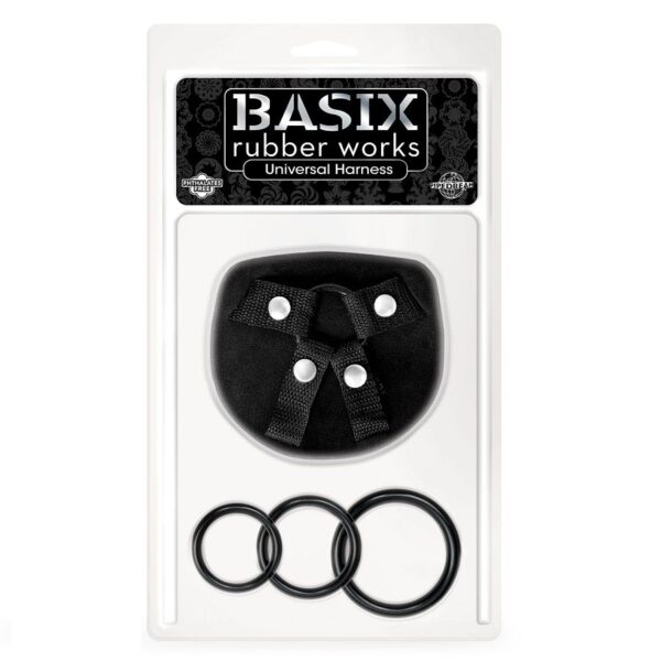 Basix Rubber Works Universal — Strap-On Harness, 3 Silicone Rings — Non-Vibrating Harnesses
