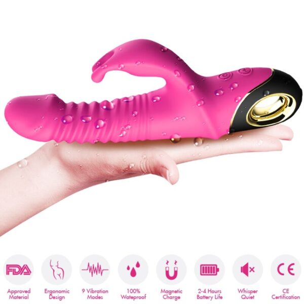Armony Zing — Thrusting Vibrator, Rechargeable, Fuchsia — Rabbit Vibrators — view 4